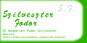 szilveszter fodor business card